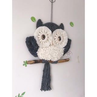 Cú Mèo Macrame Trắng Xám 🦉✨