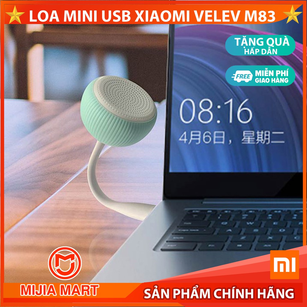 ✅Loa mini Xiaomi Velev M83 kết nối cổng USB máy tính.