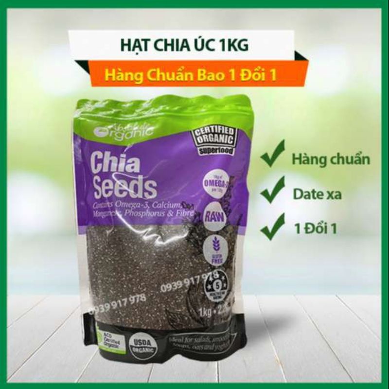 Hạt Chia Úc Absolute Organic Hữu Cơ 1kg, Hàng Chuẩn, Freeship