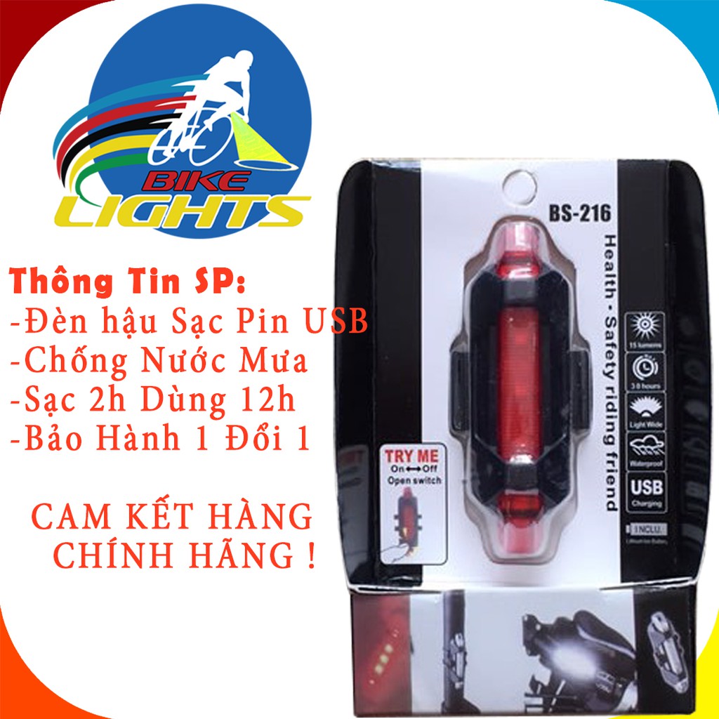 Đèn Hậu Xe Đạp BS216 LED Đa Năng | Gắn Phía Sau Cọc Yên, Nón Bảo Hiểm, Balo Khi Đạp Xe