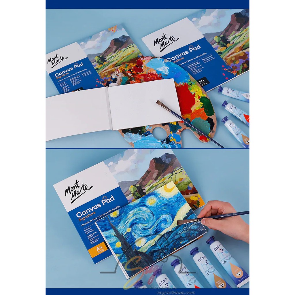 Tập sổ Canvas Vẽ Màu Acrylic,Sơn Dầu, Canvas Pad 10 Tờ Toan, 280Gsm
