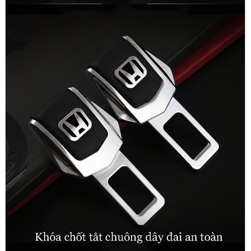 Bộ 2 Chốt cài dây an toàn in logo hãng xe hơi ô tô - Chốt cắm ngắt chuông cảnh báo đai an toàn chất liệu inox cao cấp
