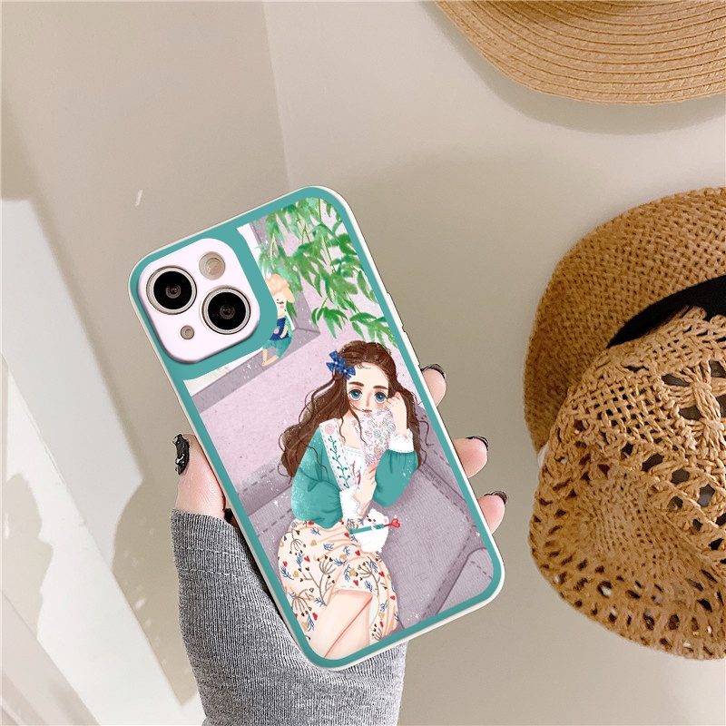 Ốp iphone cạnh vuông Cô gái nằm bên cửa sổ cho ip 6/8/7/plus/x/xr/xsmax/12 pro max/11pro max/13 pro max-nt019