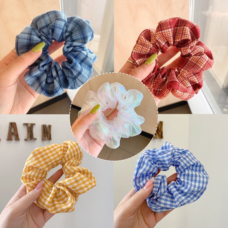 Scrunchies - Chun buộc tóc set 5 chiếc túi zip cap cấp