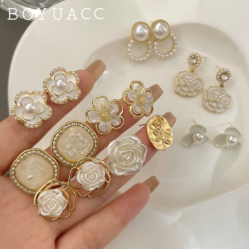 Khuyên Tai Đính Đá Ngọc Trai Nhân Tạo Phong Cách Retro Thời Trang Mùa Hè Hàng Mới 2022 Dành Cho Bạn Nữ