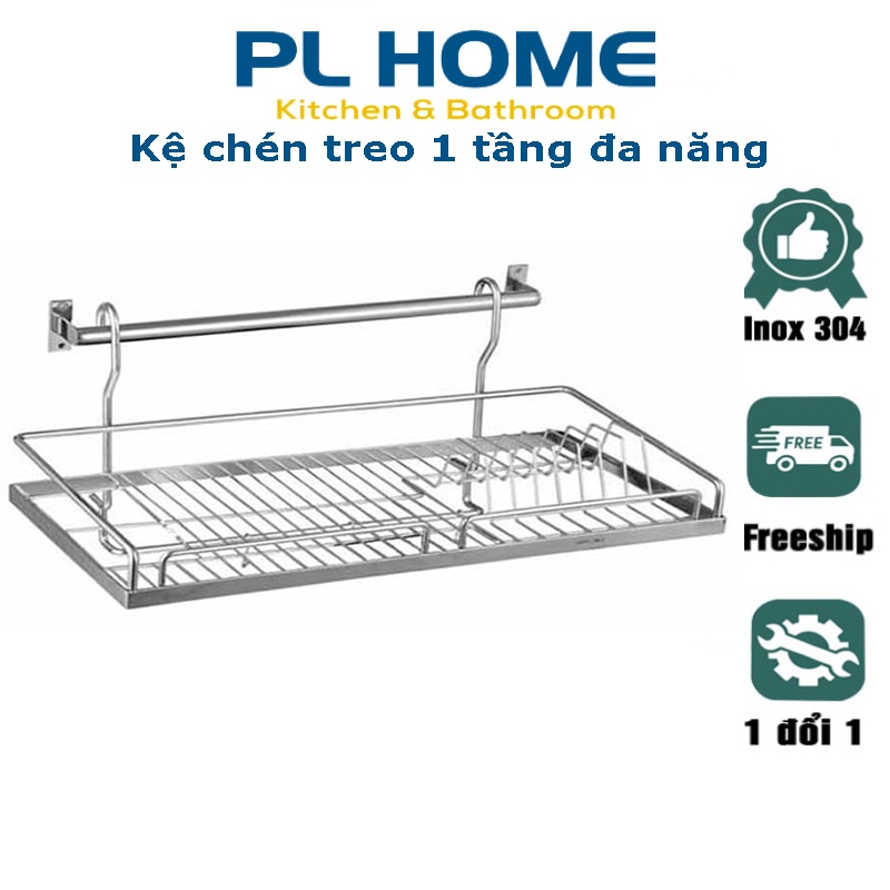 Kệ chén dĩa treo 1 tầng đa năng inox 304