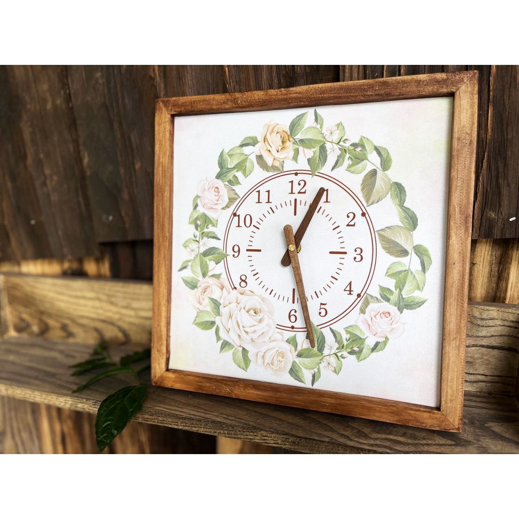 Tranh Đồng Hồ Treo Tường Khung Gỗ Nhập Khẩu Vintage, Trang Trí Phòng Khách, Spa Nghệ Thuật - Huyền My Decor