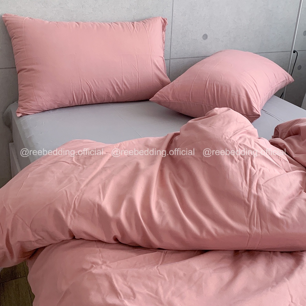 Bộ chăn ga gối Cotton TC Pastel REE Bedding Hồng Mix Xám đủ size giường nệm CTC133
