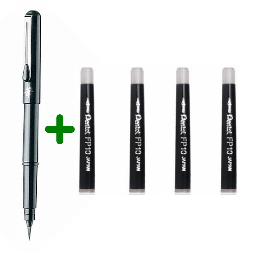 COMBO VIẾT VÀ 6 ỐNG MỰC DÀNH CHO BÚT LÔNG PENTEL ARTS POCKET