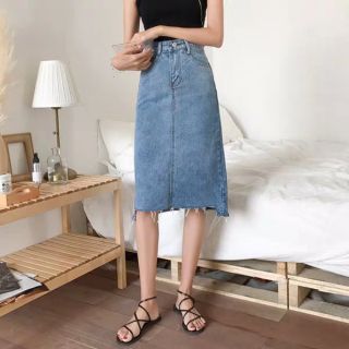 Chân váy chữ A cạp cao dáng dài