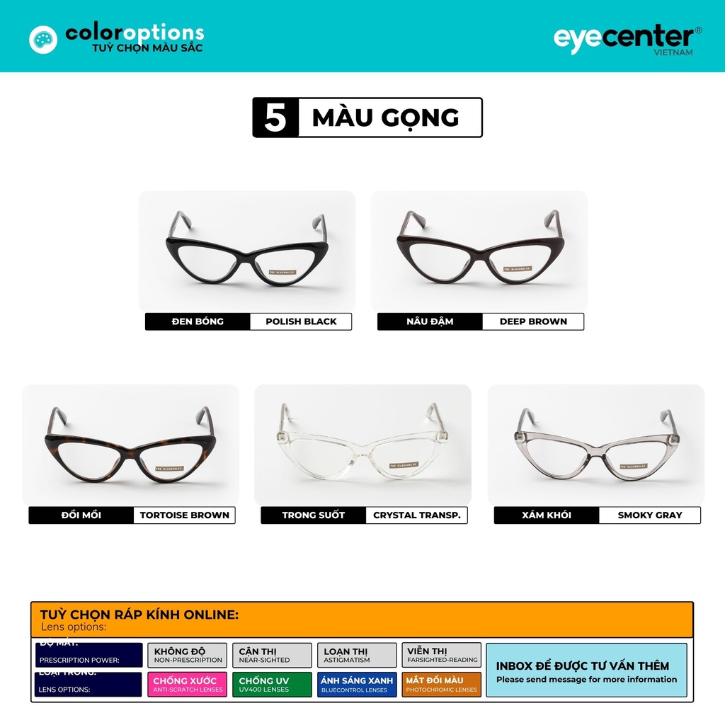 Gọng kính cận mắt mèo nữ chính hãng ZAC&CODY A98S lõi thép chống gãy cao cấp nhập khẩu by Eye Center Vietnam