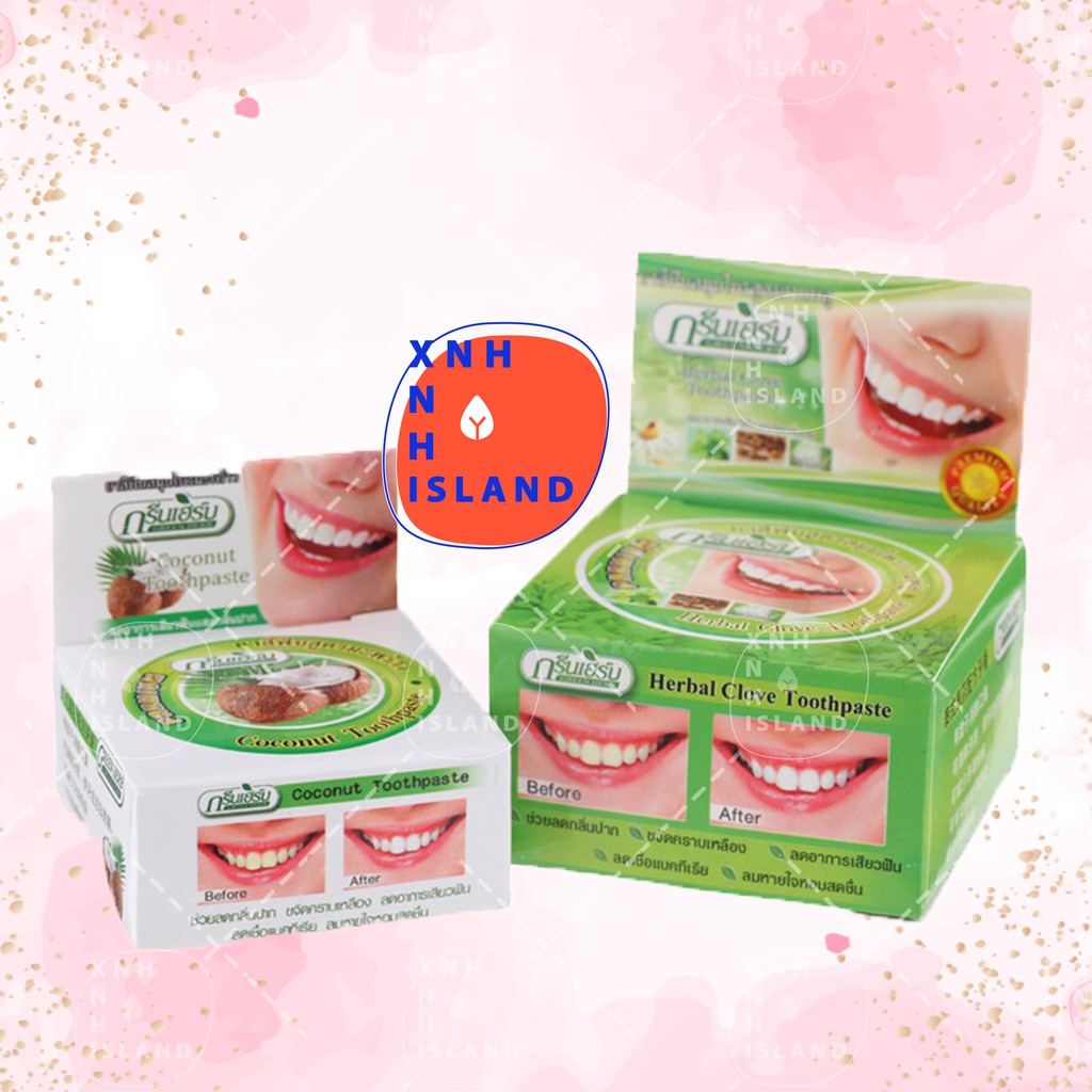 Bộ Kem Đánh Răng Tẩy Trắng Green Herb Clove Toothpaste + Coconut Toothpaste Thái Lan