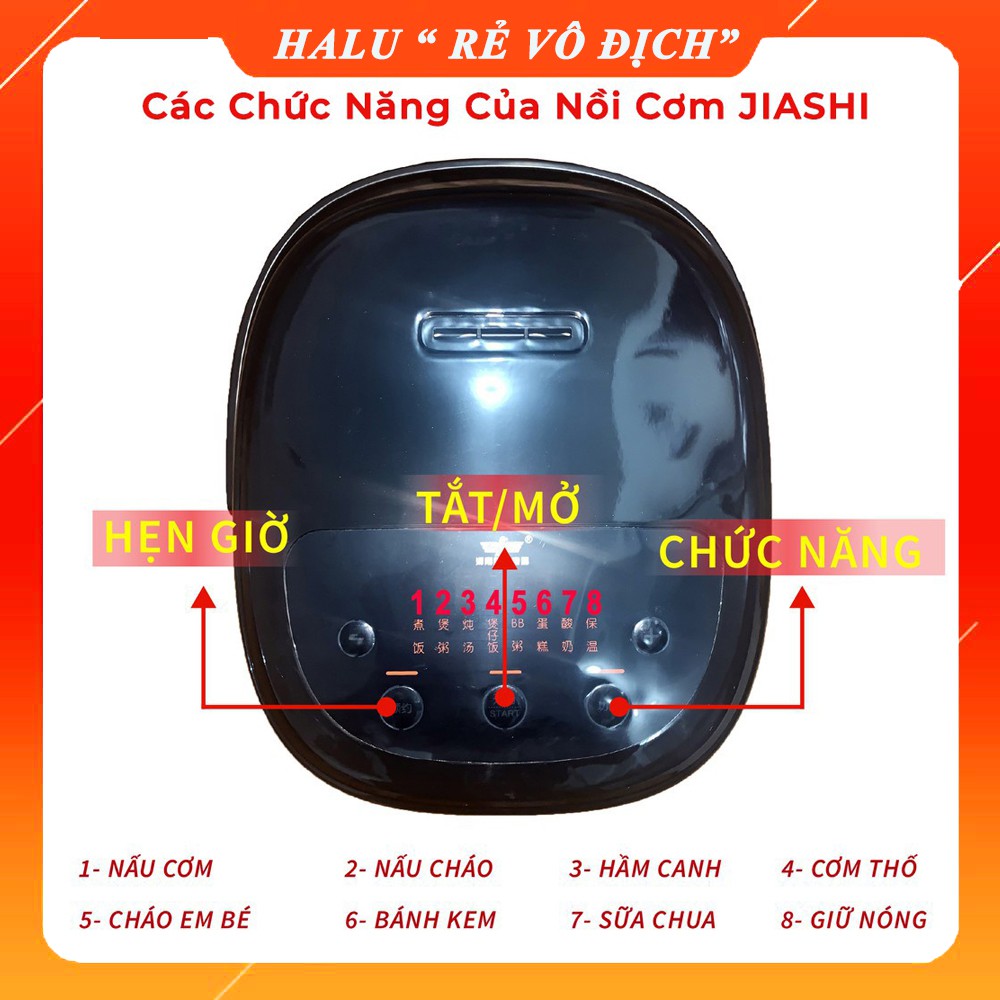 Nồi cơm điện đa năng Jiashi 1.2 - 3L nồi cơm điện tử nội địa cao cấp 8 chức năng nấu chậm, hầm, cháo, cơm niêu, hâm | BigBuy360 - bigbuy360.vn