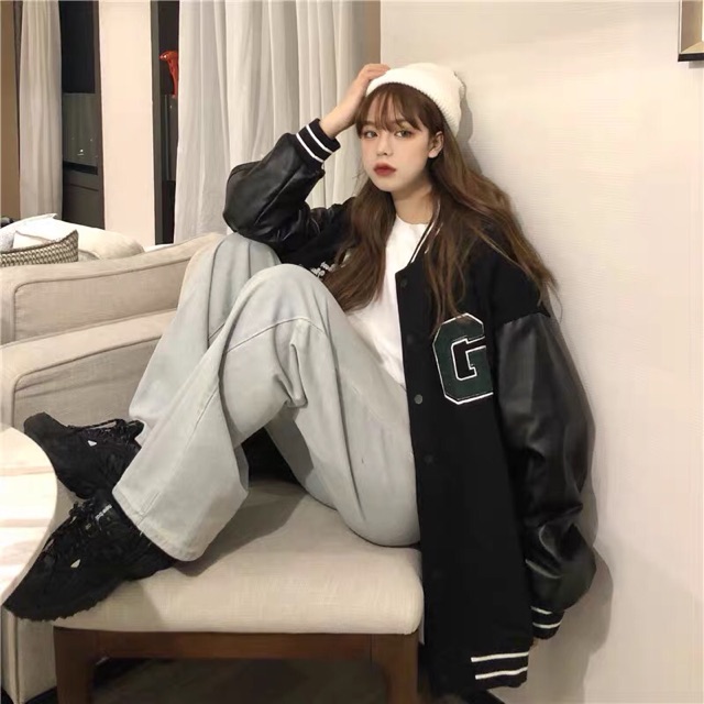 ORDER ÁO BOMBER JACKETS PHỐI TAY DA ẤM UNISEX CÁ TÍNH ULZZANG | BigBuy360 - bigbuy360.vn