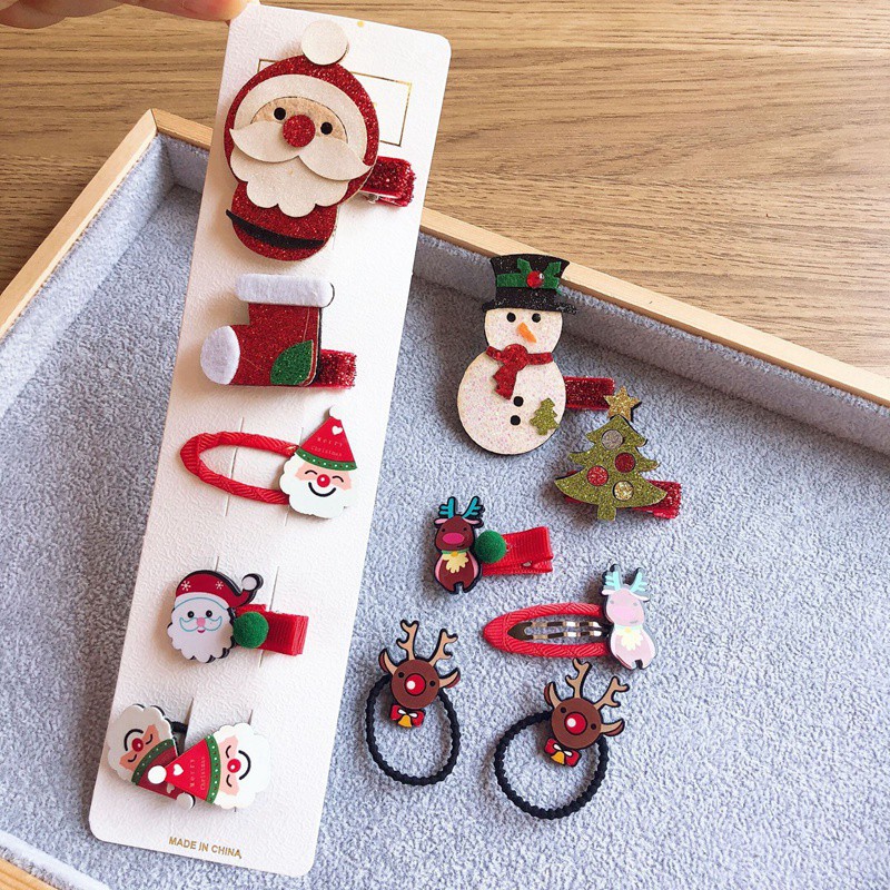 Bộ 5 Kẹp Tóc Phong Cách Giáng Sinh Đáng Yêu Cho Bé Gái