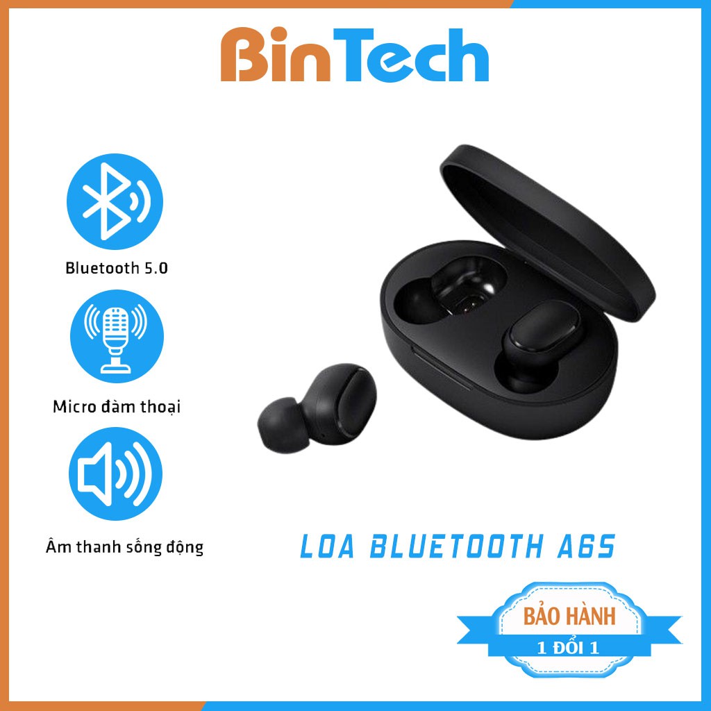 Tai nghe bluetooth A6S TWS nhét tai không dây A6S với mic chất lượng vao với hộp sạc - BINTECH