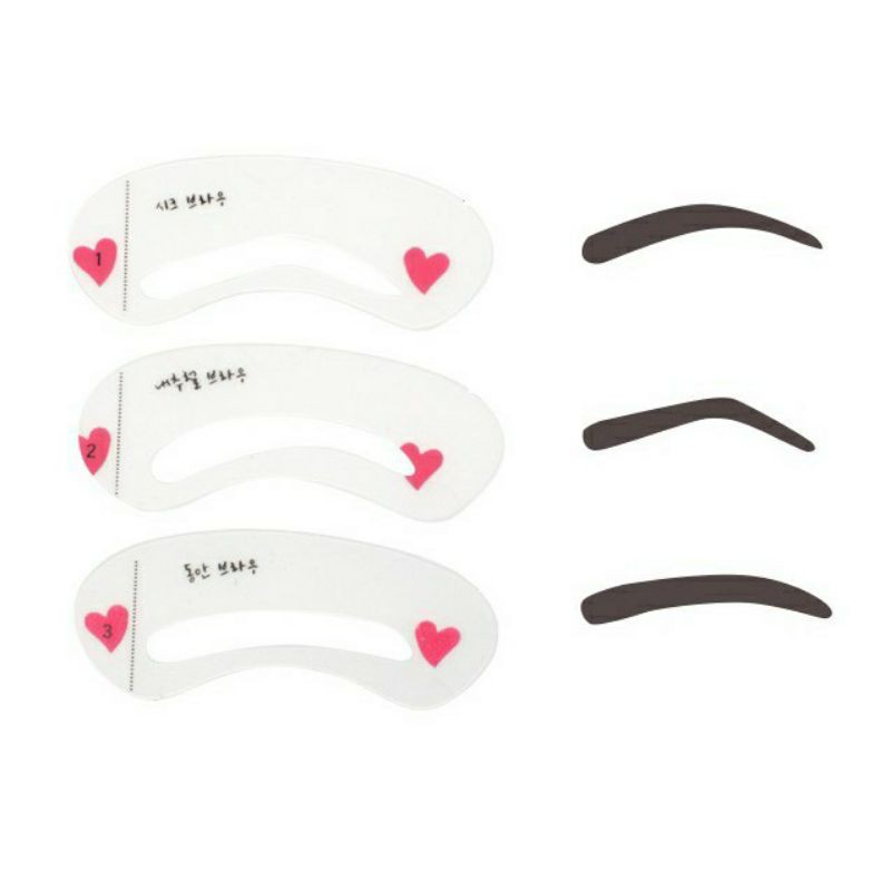 Combo 2 Bộ Khuôn Kẻ Chân Mày 3 Dáng Mini Brow Class Phong Cách Hàn Quốc