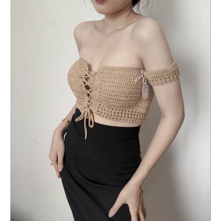 ÁO TRỄ VAI ĐAN DÂY NGỰC MÃ A01 CROCHET LIINHANDMADE