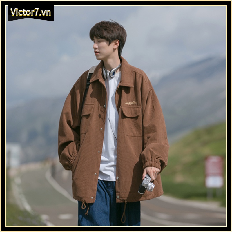 Áo Khoác Dáng Rộng In Chữ Phong Cách Hàn Quốc Thời Trang Xuân Thu Cho Nam