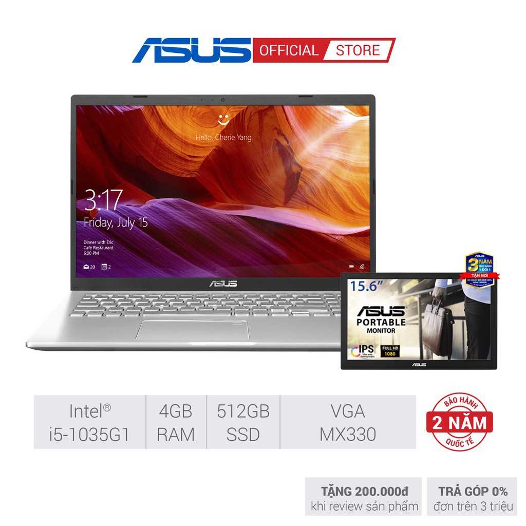 Laptop ASUS X509J i5-1035G1 | 4GD4 | 512GB| 15.6FHD| BT5 | 2C32WHr | BẠC | WIN10