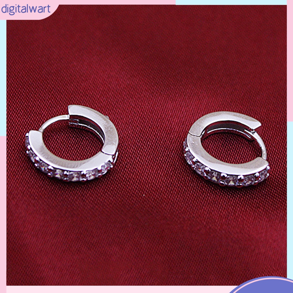 Cặp khuyên tai hình tròn mạ bạc đính đá quý nhân tạo lấp lánh sang trọng dành cho nữ