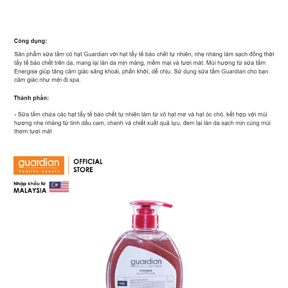Sữa tắm có hạt Guardian Energise Spa bath scrub 750ml | BigBuy360 - bigbuy360.vn