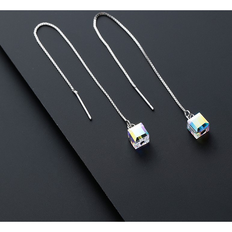 Khuyên tai Pha lê Swarovski bạc ý 925 CECYDEJEWEL sang trọng lấp lánh  1205K