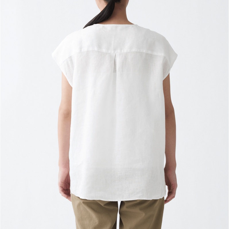 Muji Áo Kiểu Vải Lanh Hữu Cơ