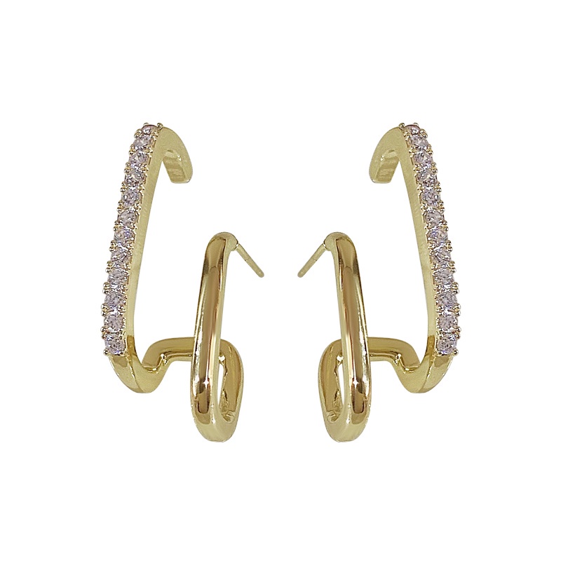 Đôi hoa tai AY đính đá thời trang dành cho nữ