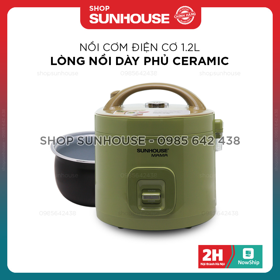 Nồi cơm điện 1.2L SUNHOUSE MAMA SHD8265G lòng nồi dày