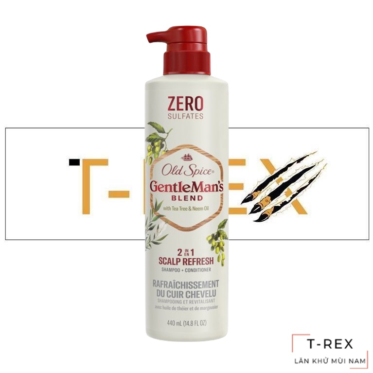Dầu Gội Xả Old Spice Gentleman's Blend 2in1 Scalp Refresh with Tea Tree & Neem Oil 440ML