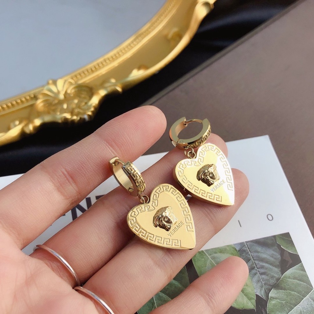 Khuyên Tai Dạng Tròn Logo Versace Thời Trang Cho Nữ