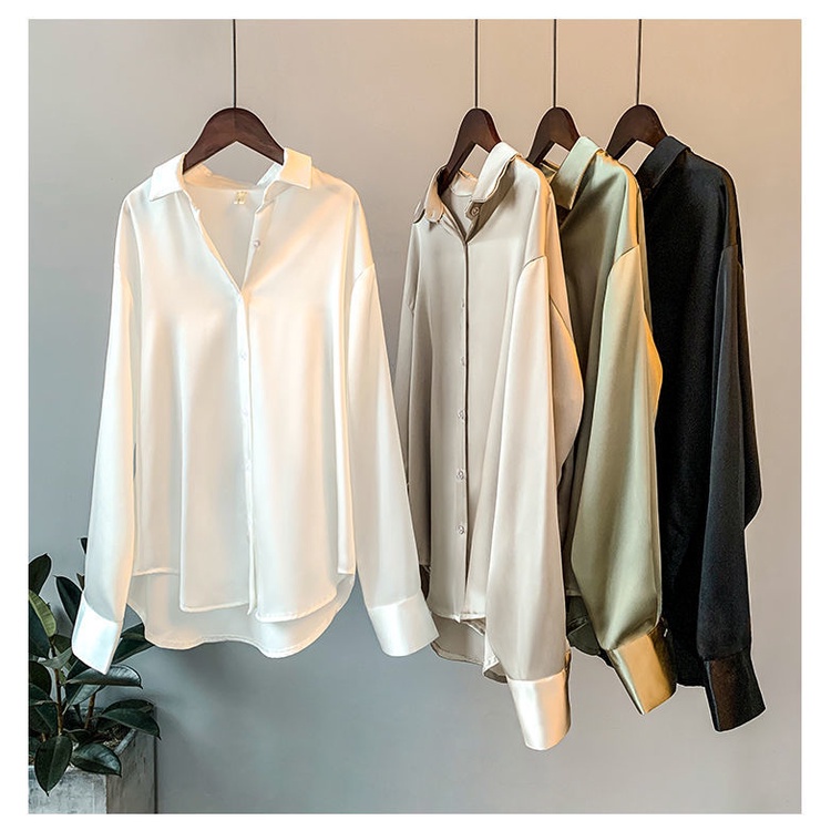 Áo sơ mi nữ lụa trắng đẹp form rộng cổ vest có BIGSIZE cao cấp phong cách công sở, sang trọng ASM02