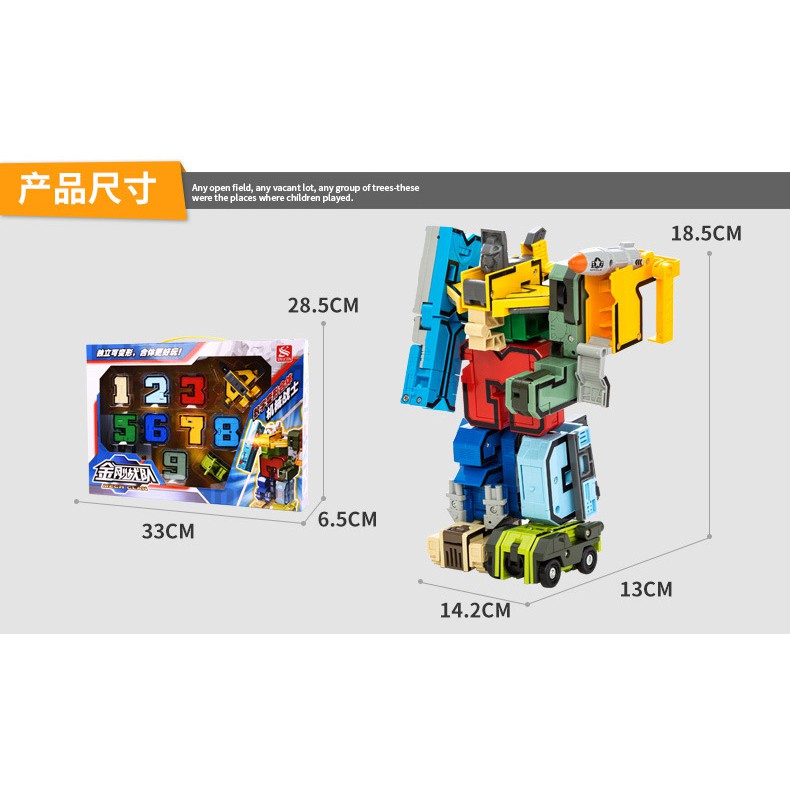 Set 10 mảnh ghép hình chữ số ghép hình robot cho bé