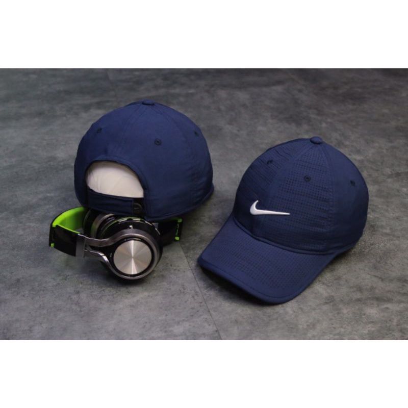 Mũ lưỡi trai thêu logo NI KE đơn giản, chất dù lazer lỗ siêu nhẹ,thoáng mát, quai cài dán