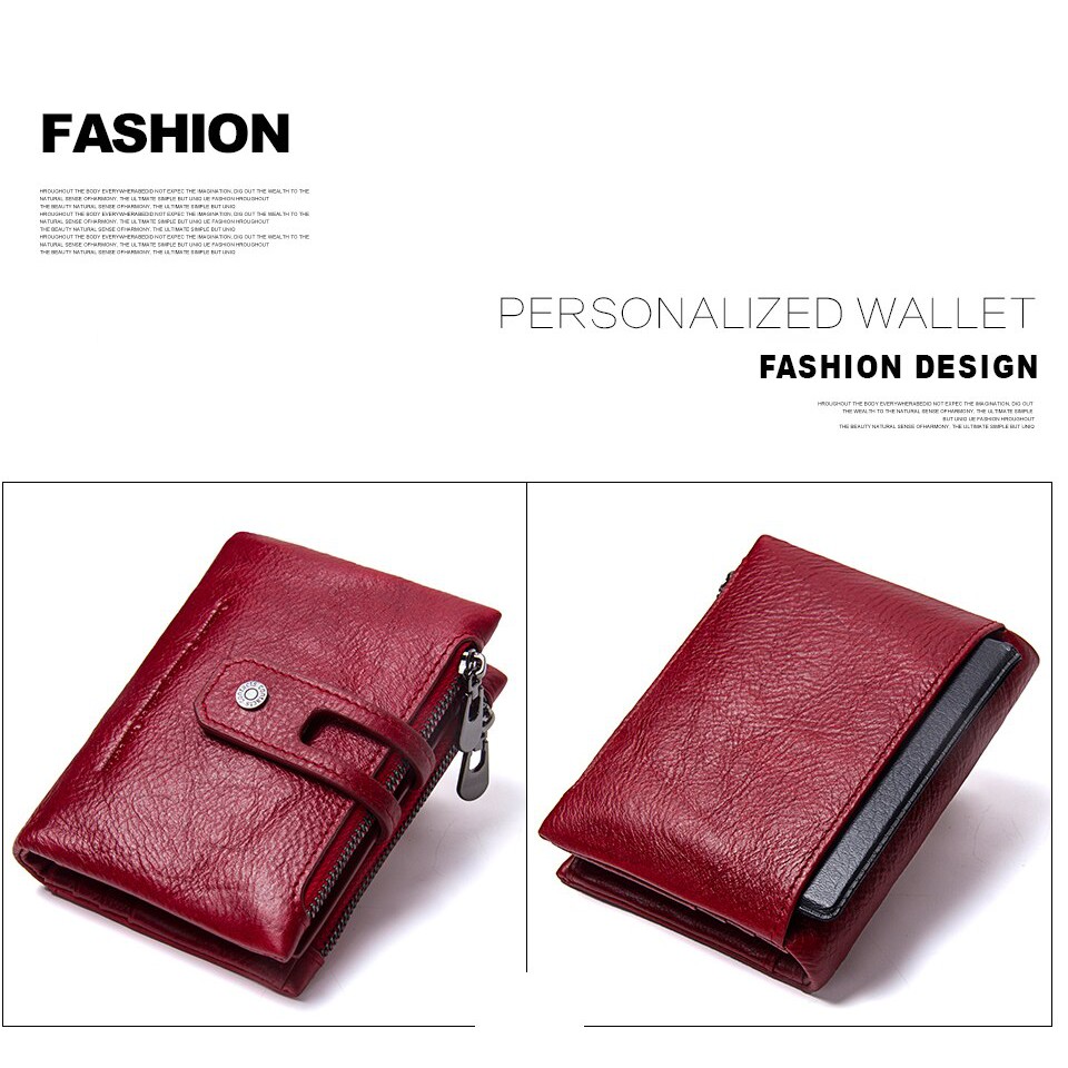 2022 Contac N1238 - Bảo Hành 2 Năm - Bóp Ví Đứng Da Ngựa Điên Men Wallet Genuine Bò - Nam Nữ