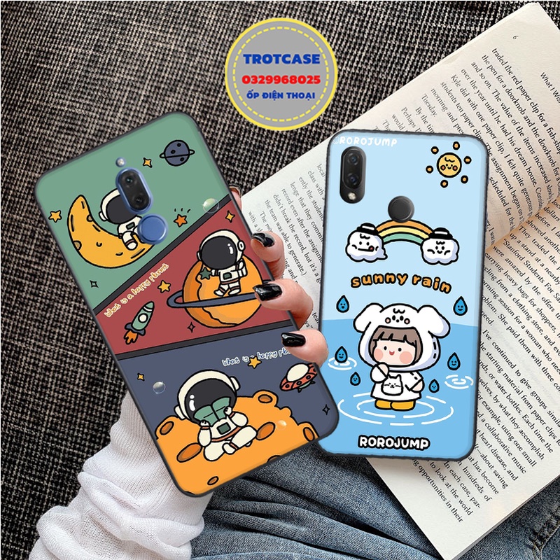 Ốp lưng điện thoại Huawei Nova 2i - Nova 3i - Nova 3e - in hình vũ trụ đen và cô gái nền xanh nước sáng trắng