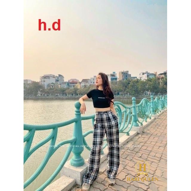 [FREE SHIP ĐƠN TỪ 50K] Sét áo croptop choose + quần ống rộng kẻ HDA0420 1