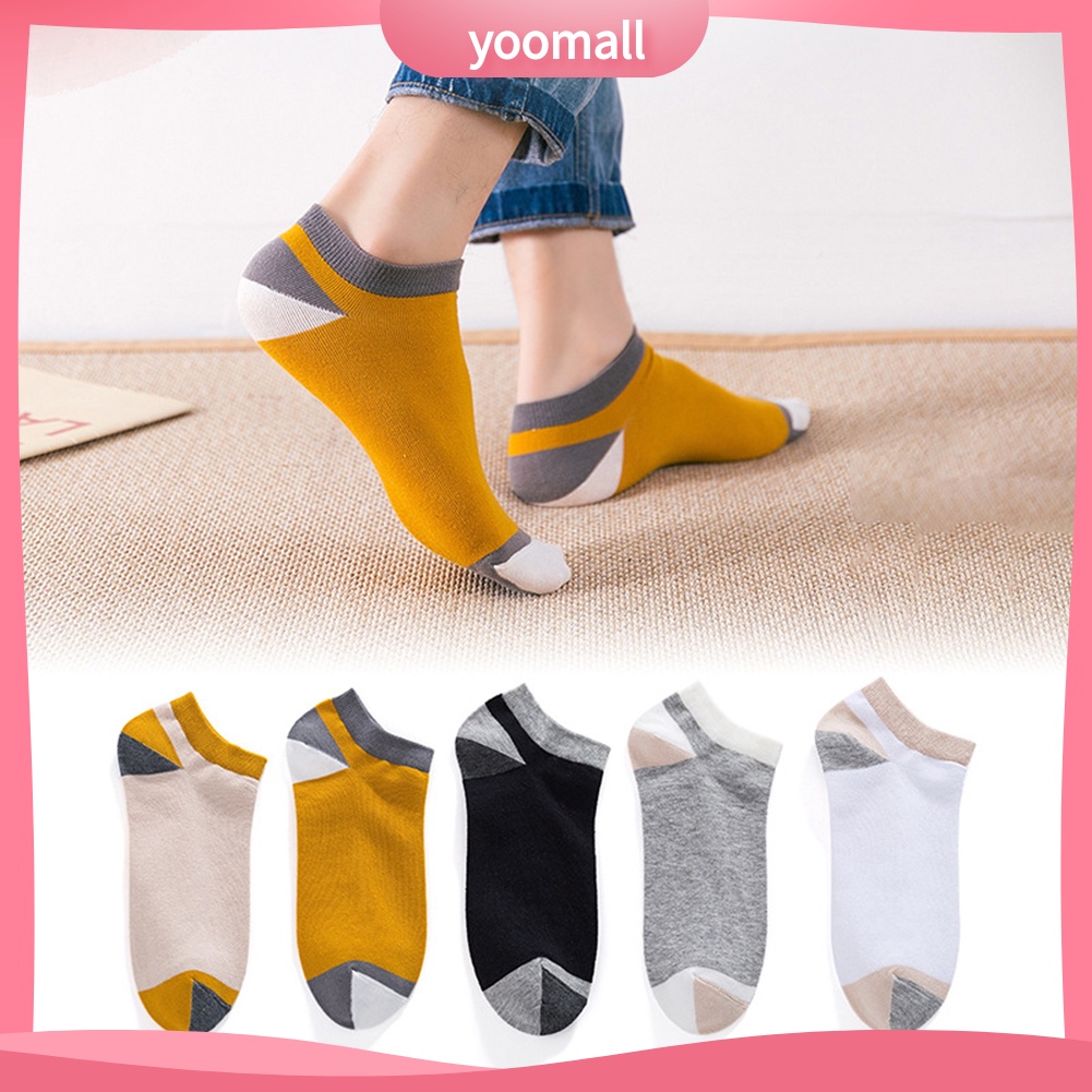 Set 5 đôi vớ cotton kết hợp màu sắc/ màu trơn/ nâng gót trẻ trung thời trang dành cho nam