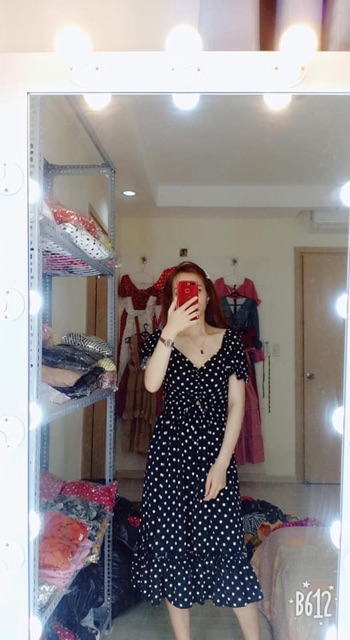 Đầm tay phồng dây rút (hình thật+video) | BigBuy360 - bigbuy360.vn