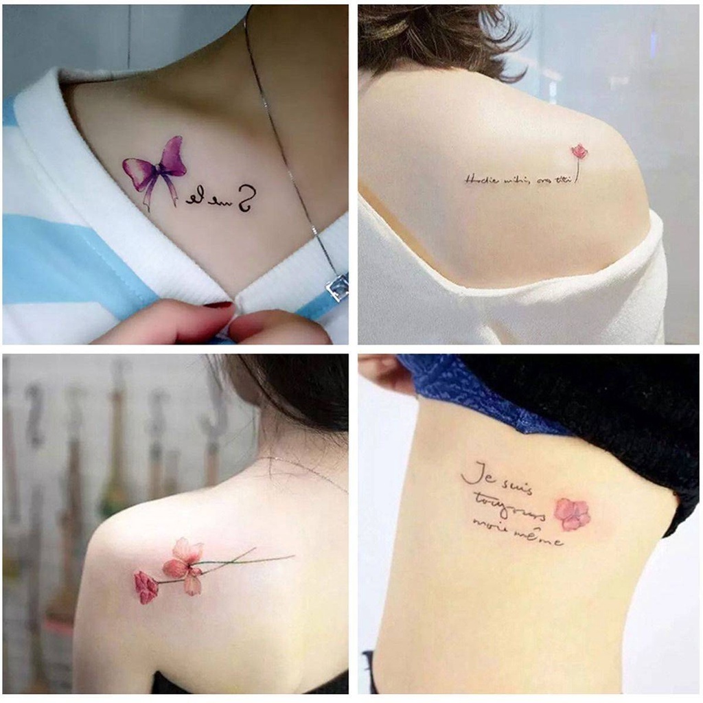 Miếng Dán Hình Xăm Chữ Tiếng Anh Màu Đen Cá Tính Chống Thấm Nước