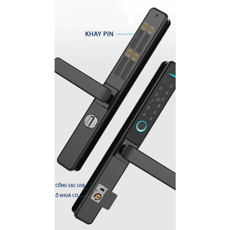 Khóa vân tay cửa nhôm Xingfa thông minh L101 dùng app TTLOCK - Phù hợp cửa nhôm XINGFA và cửa gỗ - BH 12 tháng