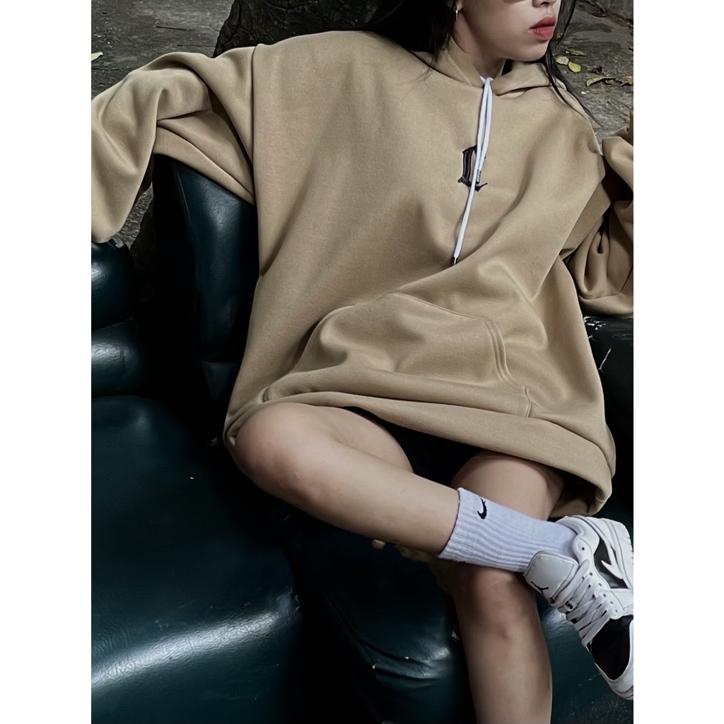 Áo Hoodie Nỉ Dạ Thêu Chữ L PEONYB Unisex [FREESHIP] Hoodies form rộng tay bồng chất dày kiểu dáng đường phố hàn quốc đẹp