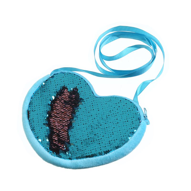 Túi Đeo Chéo Mini Hình Trái Tim Đính Kim Sa Lấp Lánh Cho Bé Gái