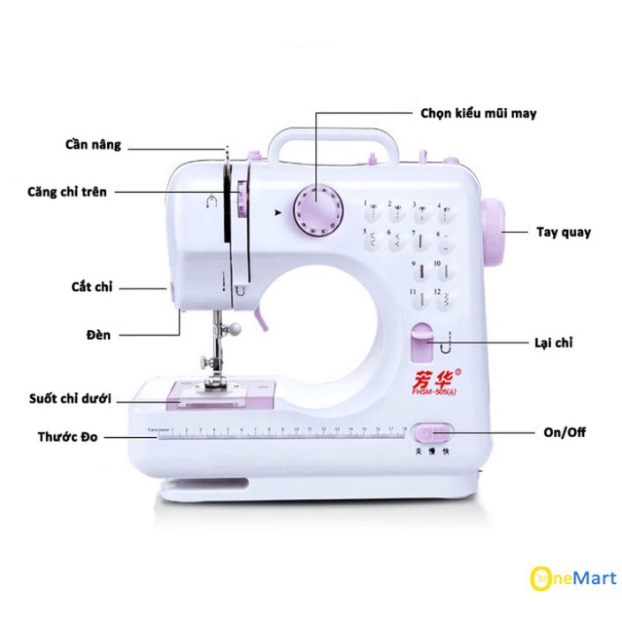 Máy May mini gia đình FHSM 505A 12 Kiểu May - Máy Khâu Đa Năng ⚜️ Bảo Hành 1 Năm ⚜️ Cao Cấp, Siêu bền, Đa dạng đường may