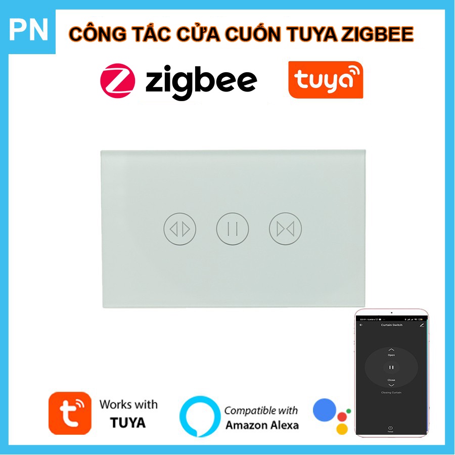 Công Tắc Điều Khiển Rèm Cửa, Cửa Cuốn Đảo Chiều Động Cơ Tuya Zigbee