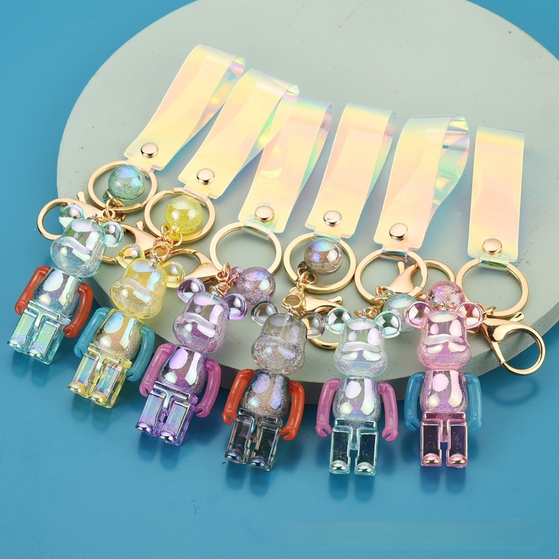 Móc Khóa Ô Tô Acrylic Sáng Tạo Kèm Hình Robot Gấu Đi Họccho Cặp Đôi Treo Trang Trí Ba Lô Độc Đáo