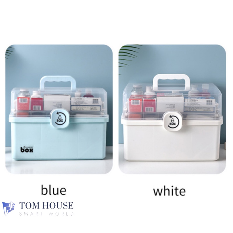 [SIZE ĐẠI] Hộp Đựng Thuốc Vuông Gia Đình 3 Tầng Hộp Y Tế Phân Loại Thuốc Cỡ Lớn Siêu Tiện Dụng Smart Home 1904