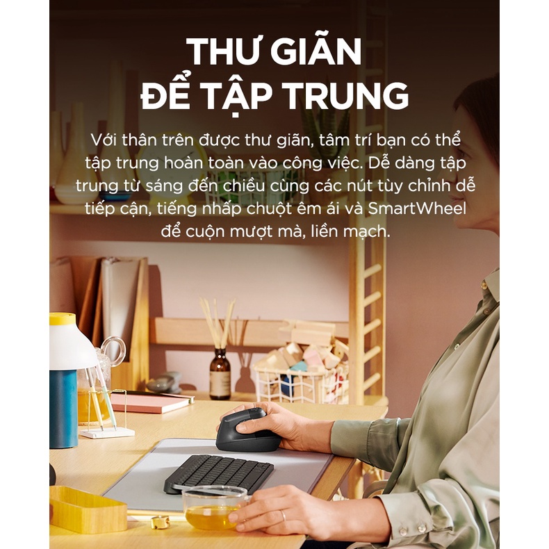 Chuột Công Thái Học Không Dây Logitech Lift Vertical-Bluetooth | Hàng Chính Hãng | BH 12T | Mimax Store