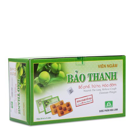 VIÊN NGẬM BẢO THANH vỉ 5 viên, hỗ trợ trừ ho, tiêu đờm